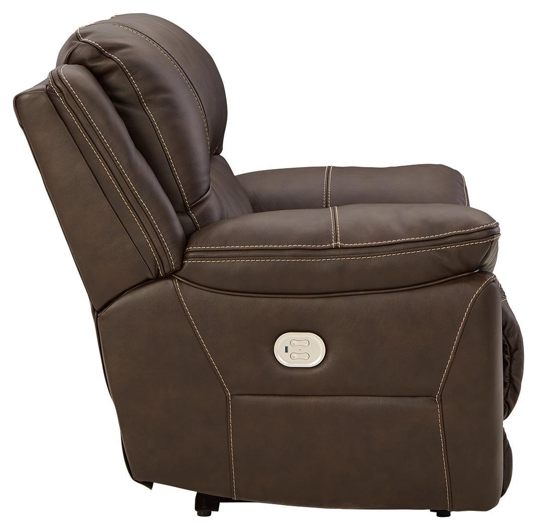 Dunleith Chocolate Leather Power Recliner - Ella Furniture