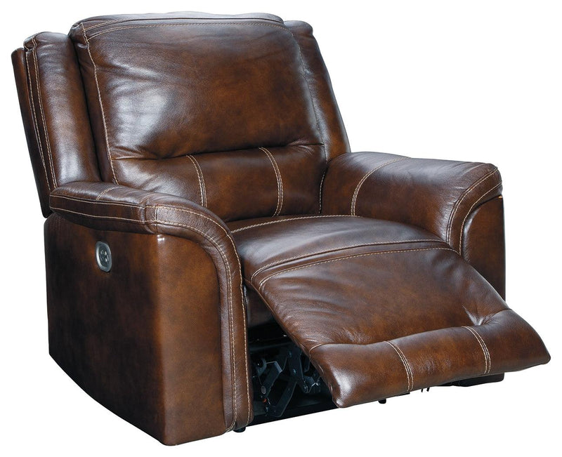 Catanzaro Mahogany Leather Power Recliner - Ella Furniture