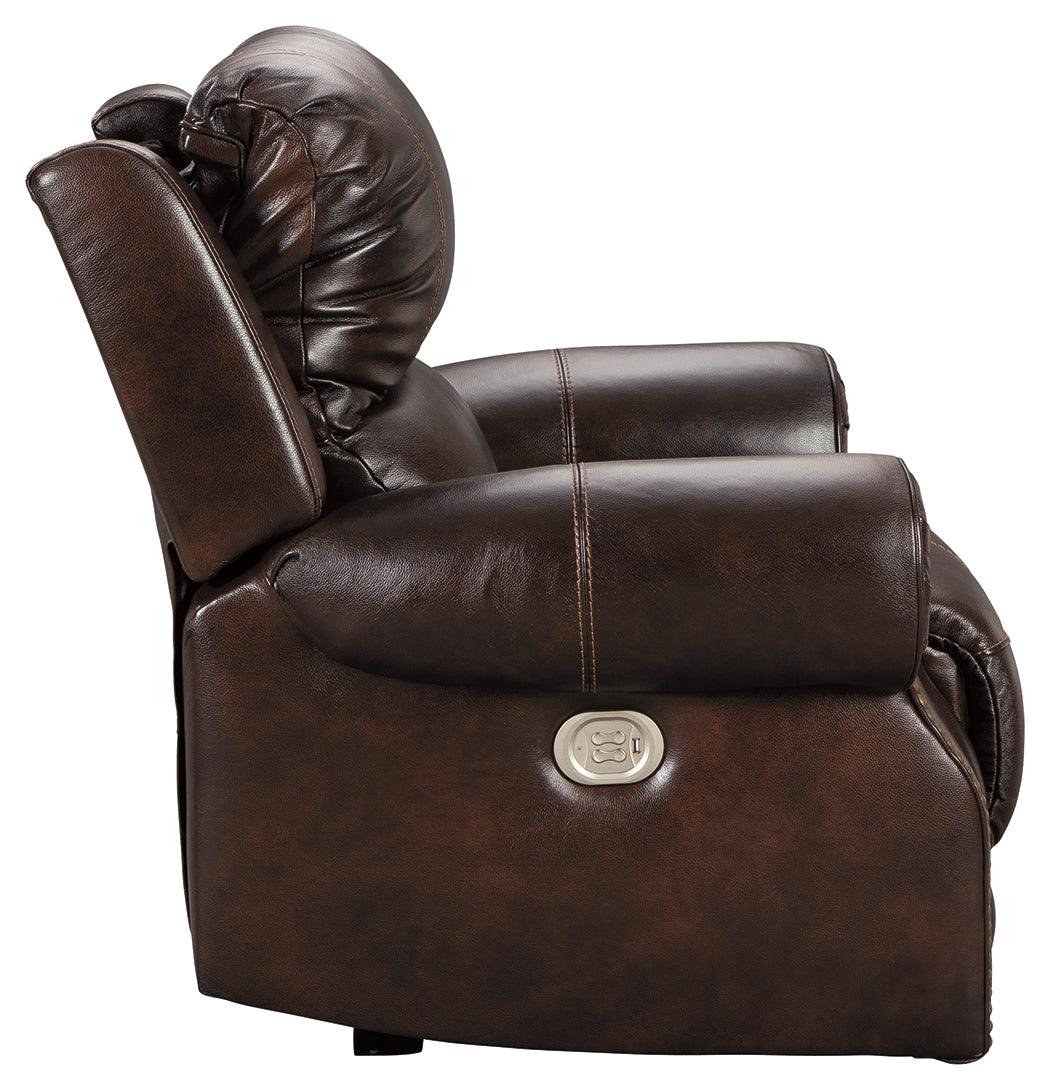 Buncrana Chocolate Leather Power Recliner - Ella Furniture