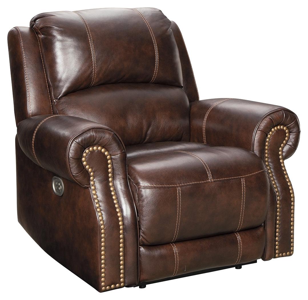 Buncrana Chocolate Leather Power Recliner - Ella Furniture