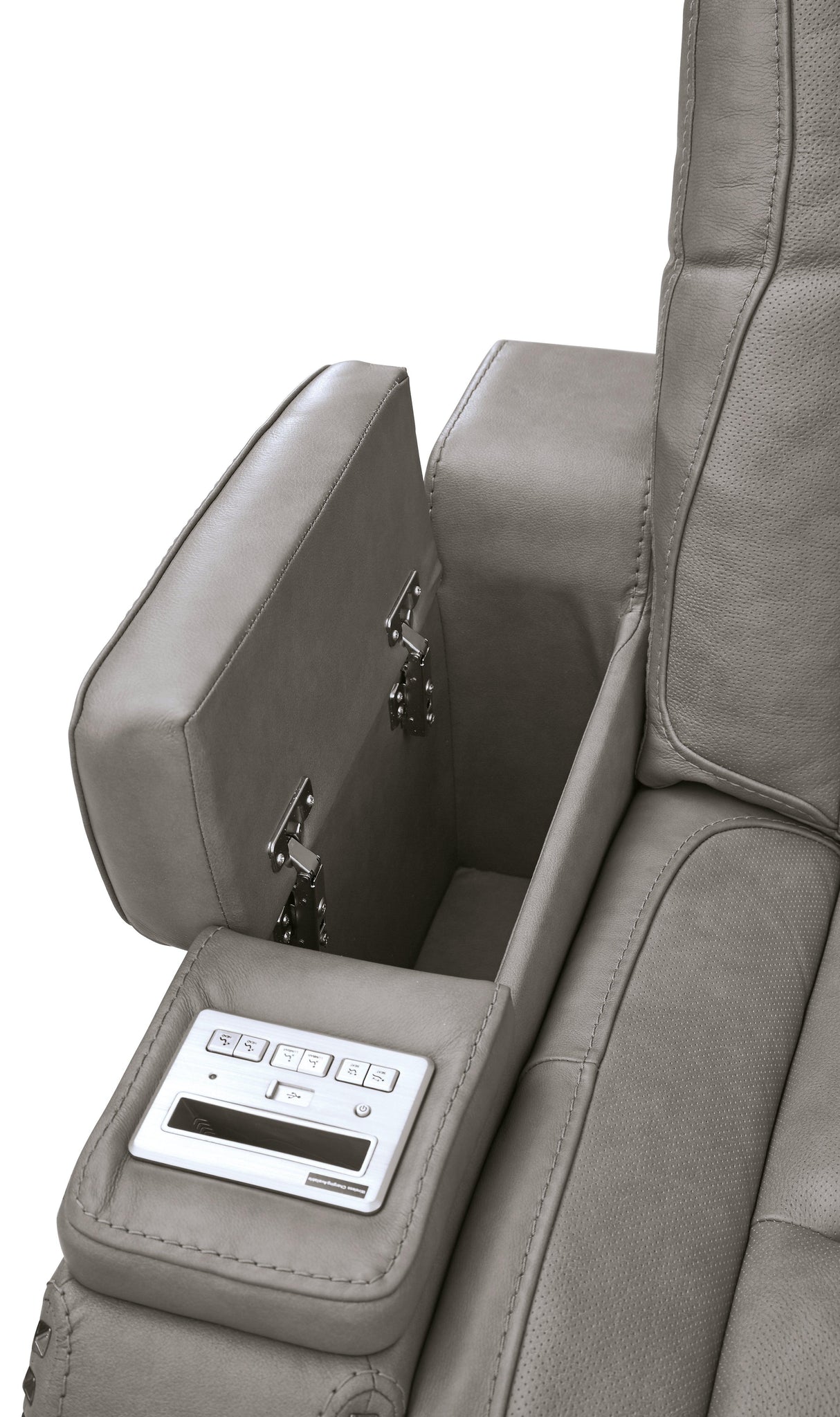 The Man-den Gray Leather Power Reclining Sofa - Ella Furniture