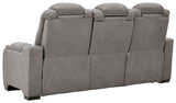 The Man-den Gray Leather Power Reclining Sofa - Ella Furniture