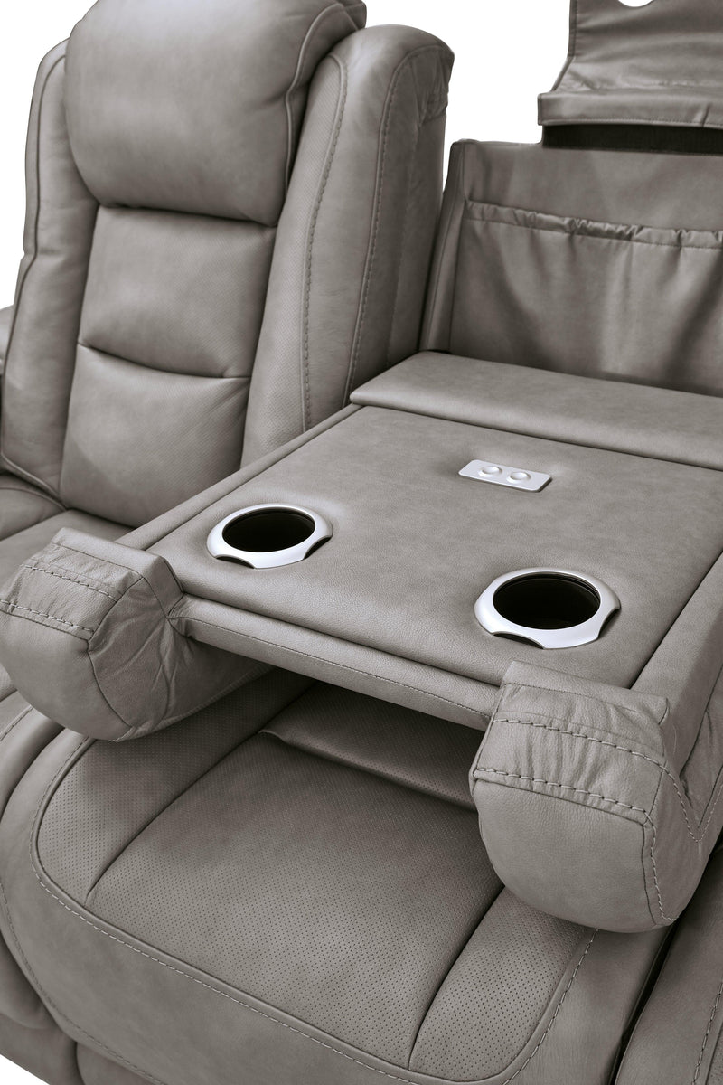 The Man-den Gray Leather Power Reclining Sofa