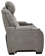 The Man-den Gray Leather Power Reclining Sofa - Ella Furniture