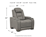 The Man-den Gray Leather Power Recliner - Ella Furniture