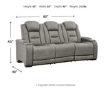 The Man-den Gray Leather Power Reclining Sofa - Ella Furniture