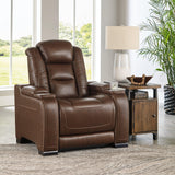 The Man-den Mahogany Leather Power Recliner - Ella Furniture