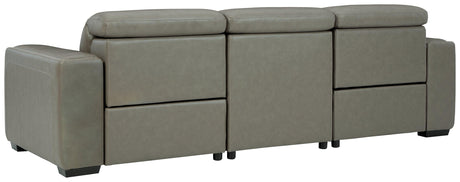 Correze Gray Leather 3-Piece Power Reclining Sectional - Ella Furniture