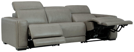 Correze Gray Leather 3-Piece Power Reclining Sectional - Ella Furniture