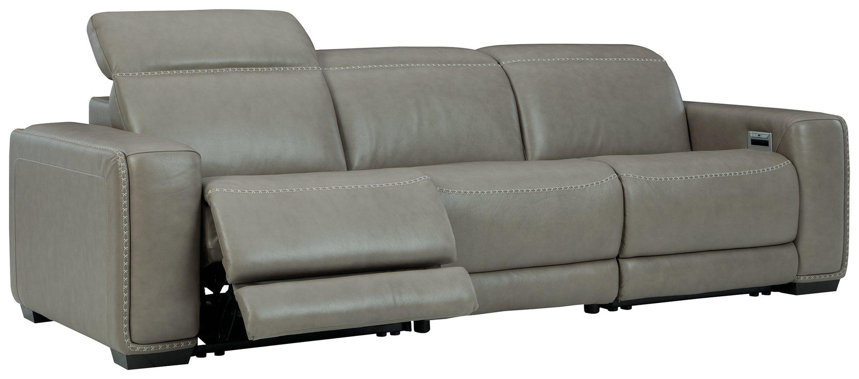 Correze Gray Leather 3-Piece Power Reclining Sectional - Ella Furniture