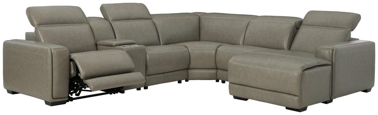 Correze Gray 6-Piece Power Reclining Sectional With Chaise U94202S4 - Ella Furniture