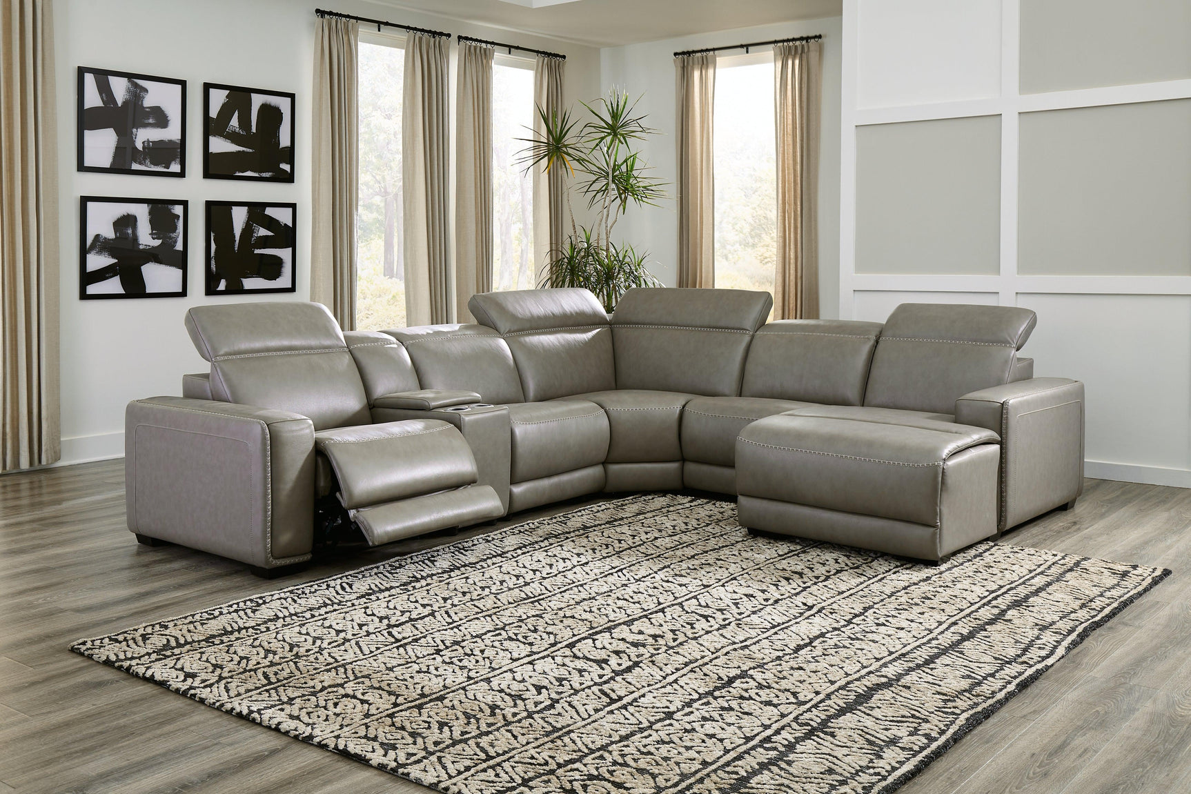 Correze Gray 6-Piece Power Reclining Sectional With Chaise U94202S4 - Ella Furniture