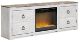 Willowton Whitewash Tv Stand With Electric Fireplace EW0267W8 - Ella Furniture