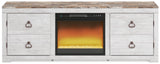 Willowton Whitewash Tv Stand With Electric Fireplace EW0267W8 - Ella Furniture