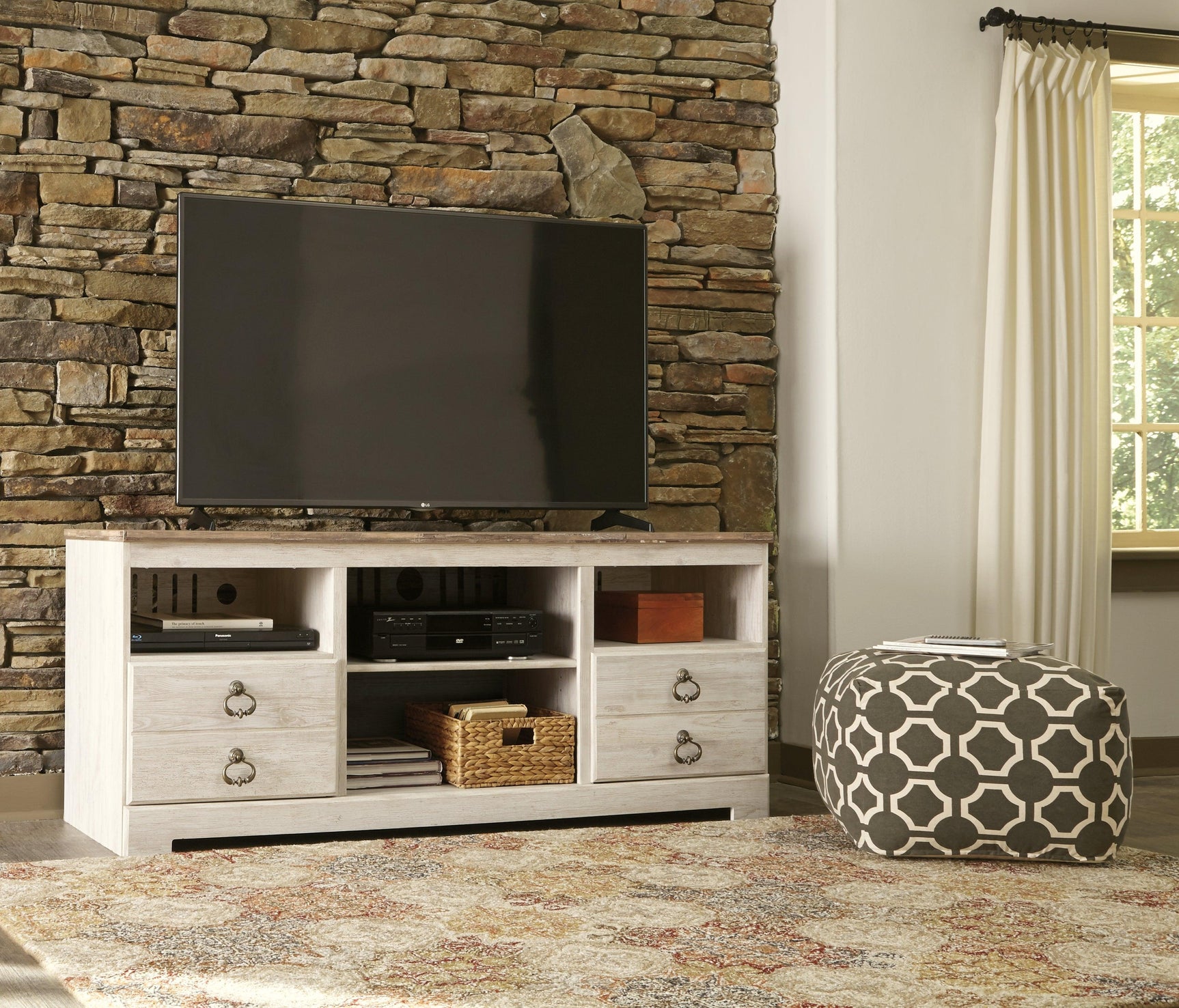 Willowton Whitewash 64" Tv Stand - Ella Furniture