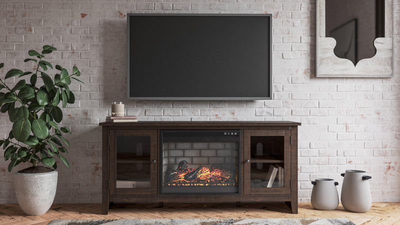 Camiburg Warm Brown 60" Tv Stand With Electric Fireplace - Ella Furniture