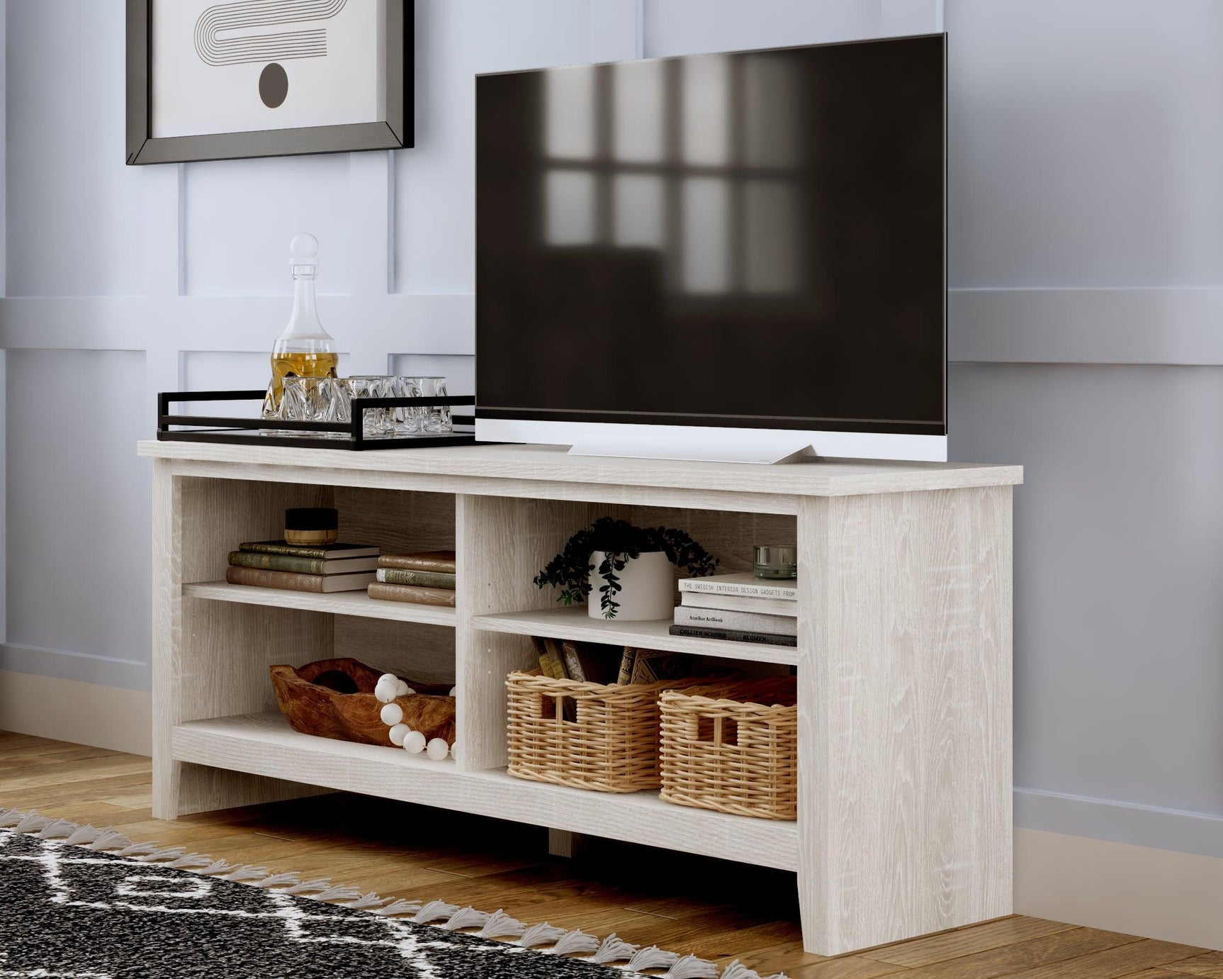 Dorrinson Antique White 58" Tv Stand - Ella Furniture