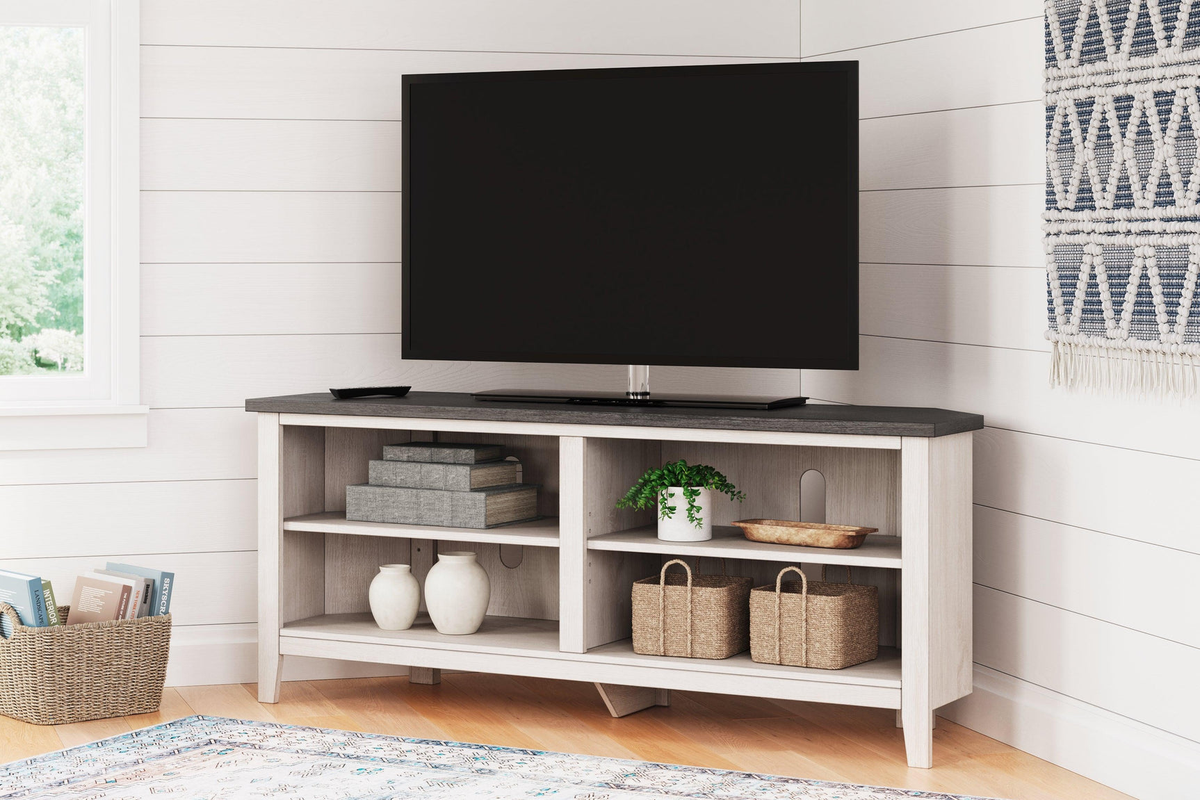 Dorrinson Two-tone Corner Tv Stand W287-56 - Ella Furniture