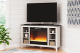 Dorrinson Two-tone Corner Tv Stand With Electric Fireplace W287W5 - Ella Furniture