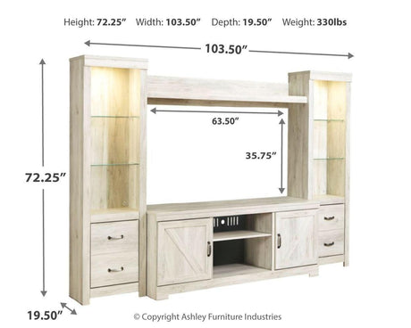 Bellaby Whitewash 4-Piece Entertainment Center - Ella Furniture