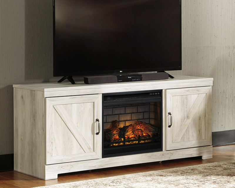 Bellaby Whitewash 63" Tv Stand With Electric Fireplace - Ella Furniture
