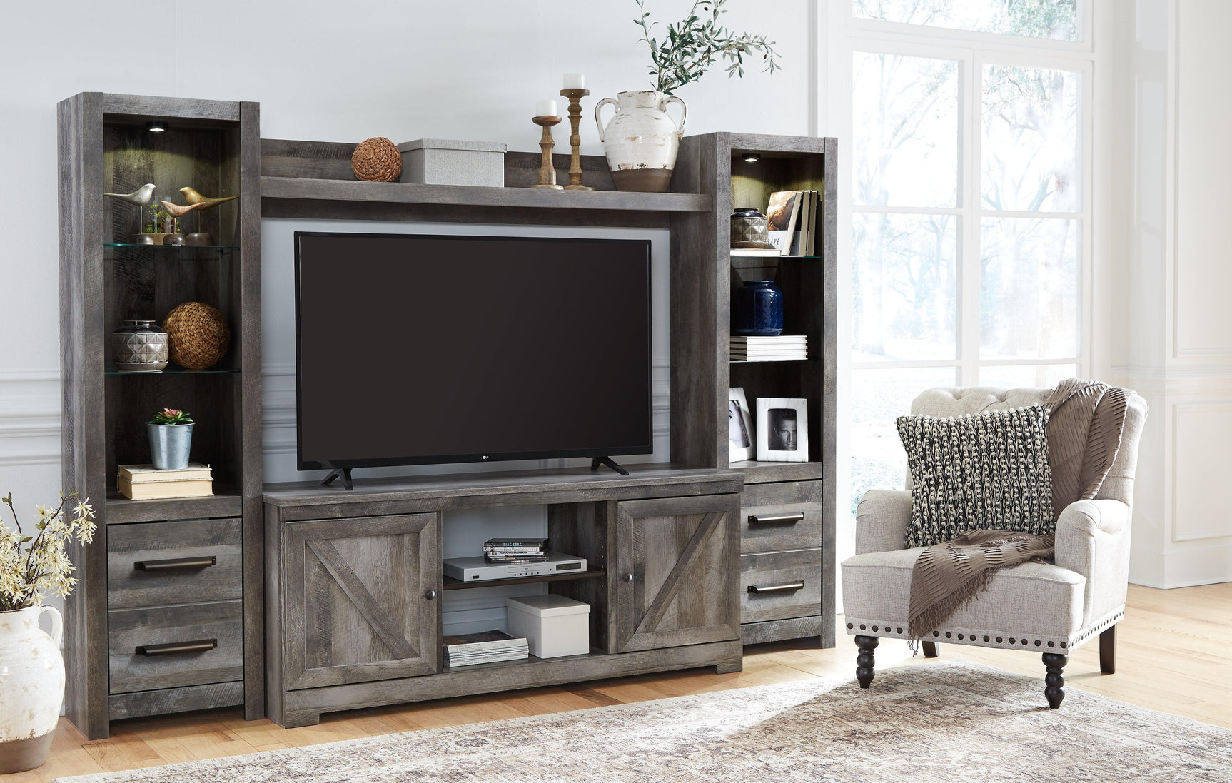 Wynnlow Gray 4-Piece Entertainment Center - Ella Furniture