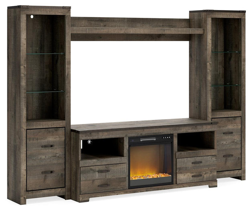 Trinell Brown 4-Piece Entertainment Center With Electric Fireplace W446W10 - Ella Furniture