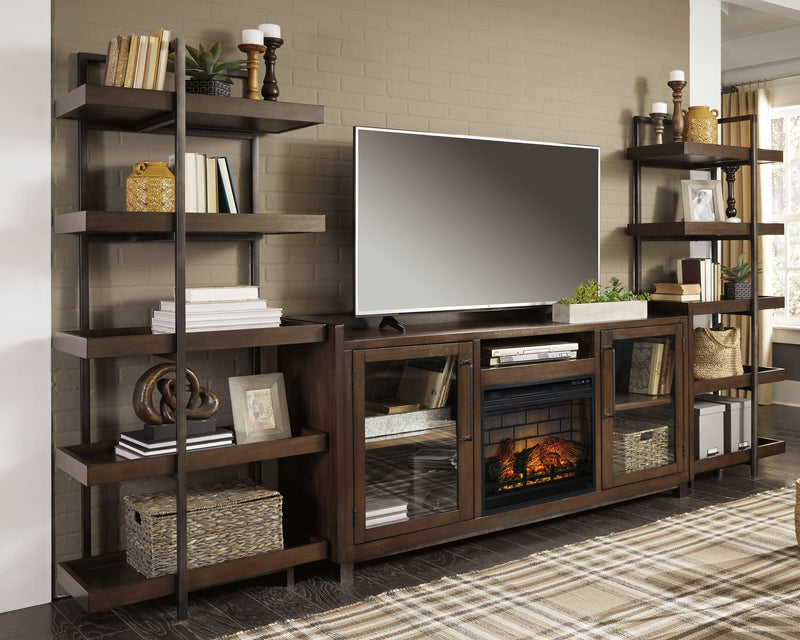 Starmore Brown/gunmetal 3-Piece Wall Unit With Electric Fireplace - Ella Furniture