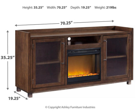 Starmore Brown 70" Tv Stand With Electric Fireplace - Ella Furniture