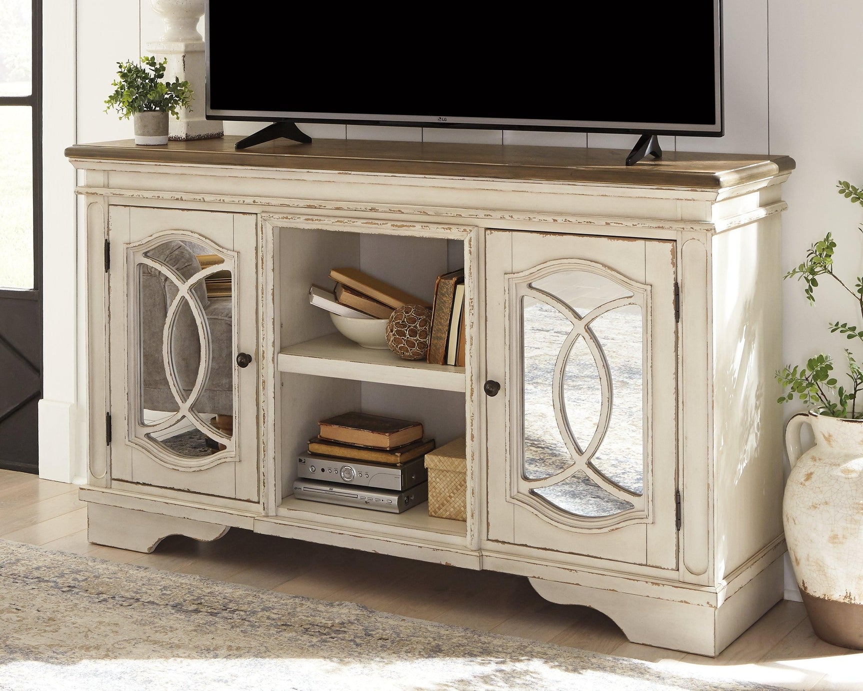 Realyn Chipped White 62" Tv Stand - Ella Furniture