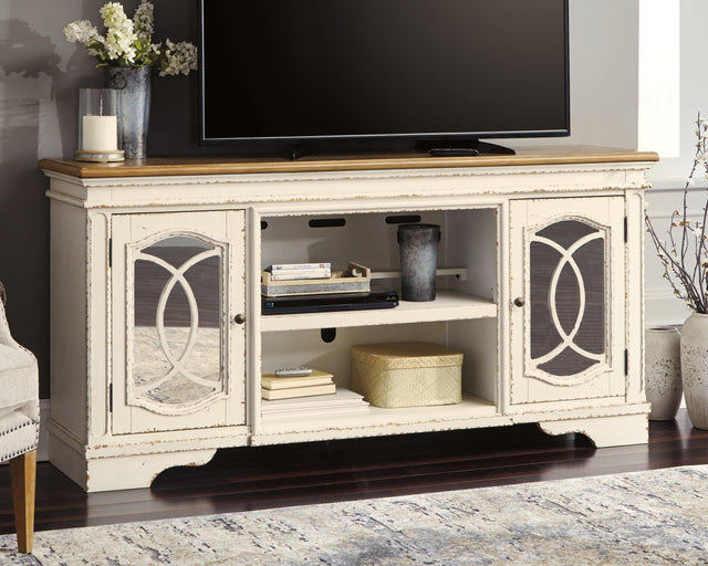 Realyn Chipped White 74" Tv Stand - Ella Furniture