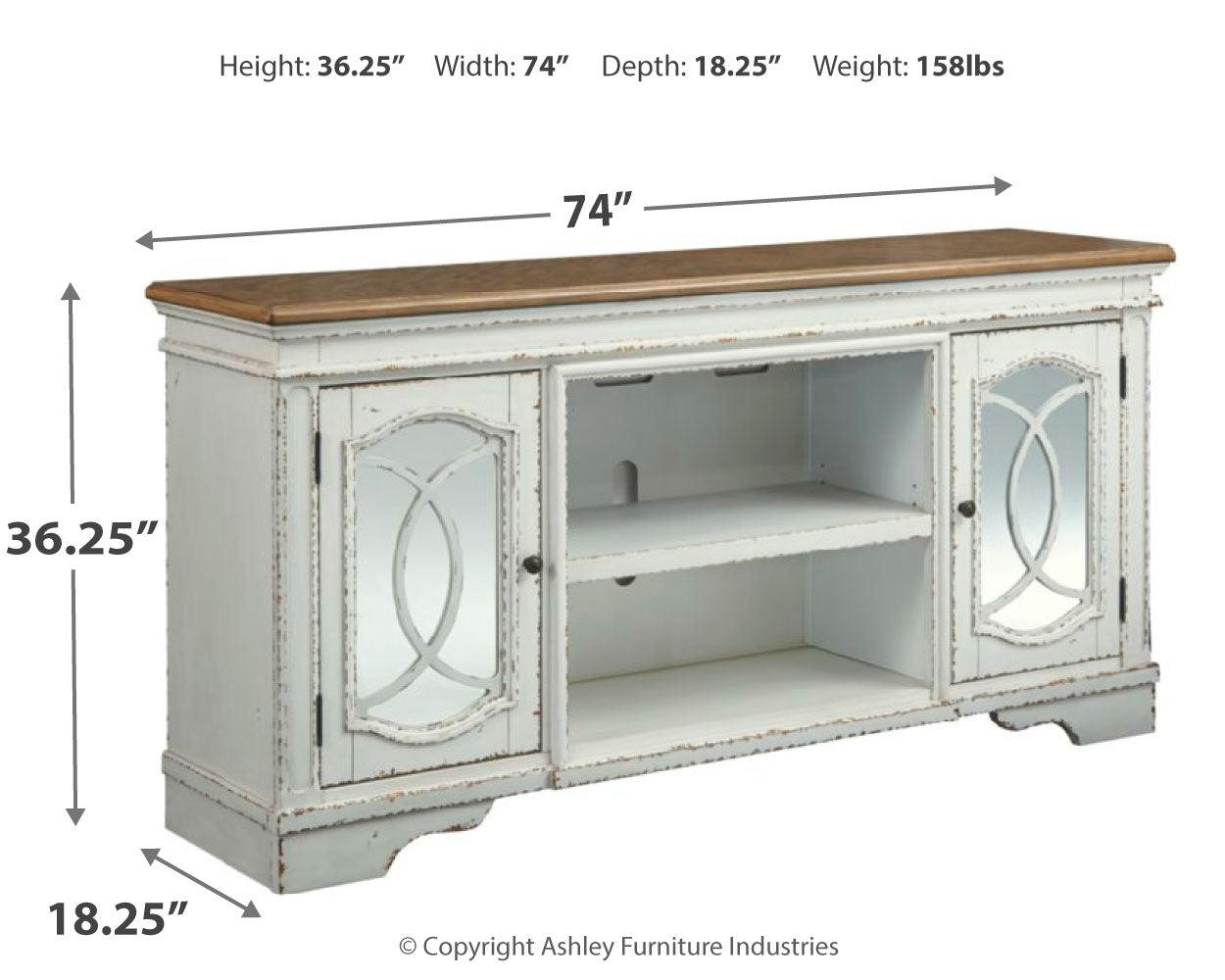 Realyn Chipped White 74" Tv Stand - Ella Furniture