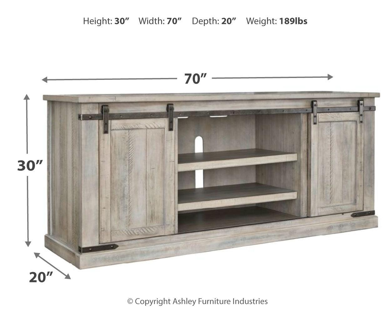 Carynhurst Whitewash 70" Tv Stand - Ella Furniture