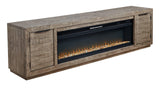 Krystanza Weathered Gray Tv Stand With Electric Fireplace - Ella Furniture