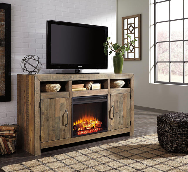 Sommerford Brown 62" Tv Stand With Electric Fireplace - Ella Furniture