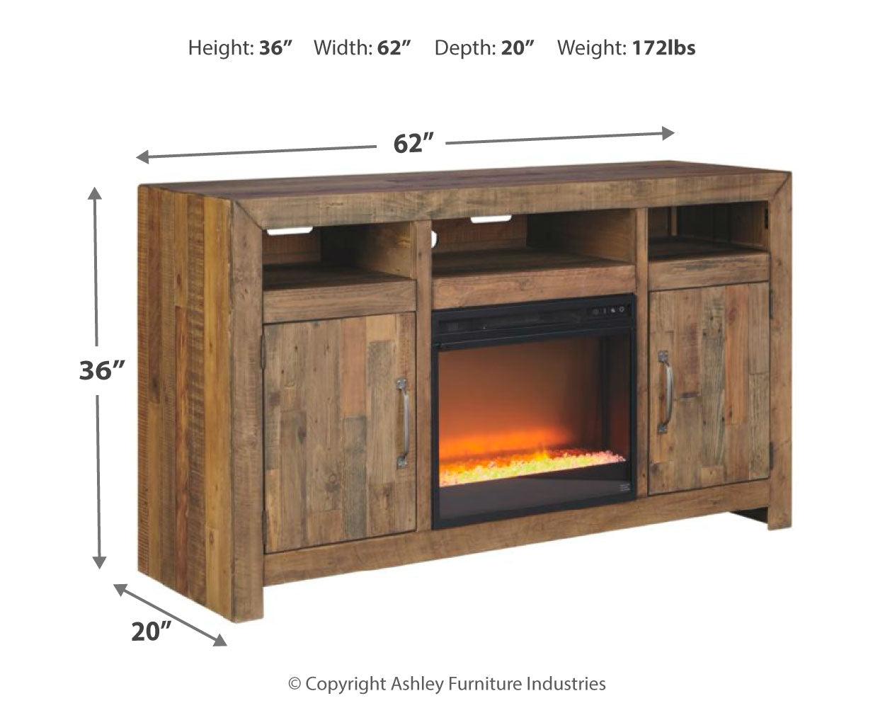 Sommerford Brown 62" Tv Stand With Electric Fireplace - Ella Furniture