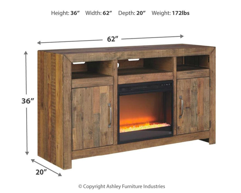 Sommerford Brown 62" Tv Stand With Electric Fireplace W775W1