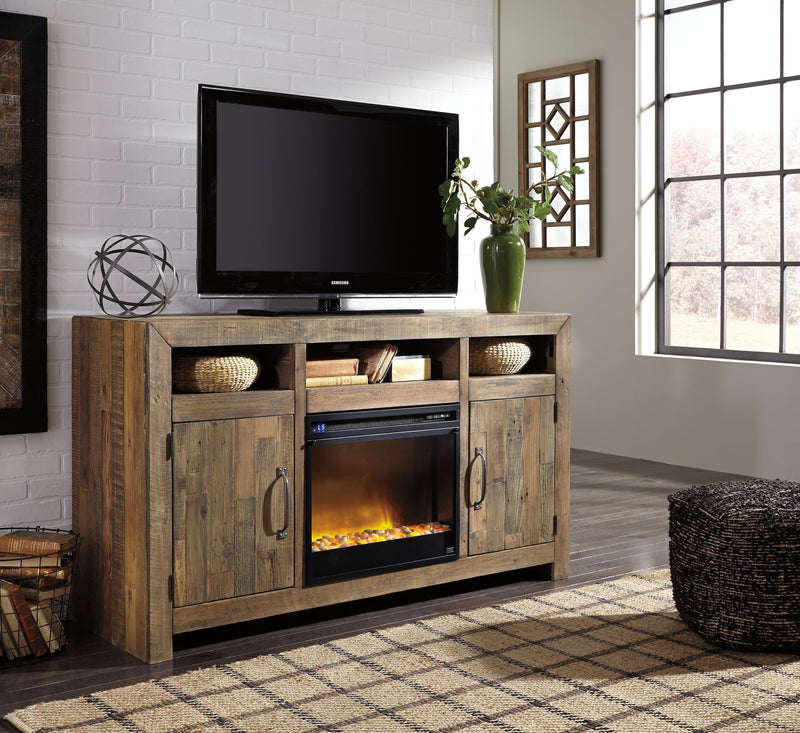 Sommerford Brown 62" Tv Stand With Electric Fireplace