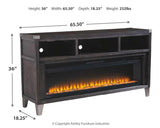 Todoe Gray 65" Tv Stand With Electric Fireplace - Ella Furniture