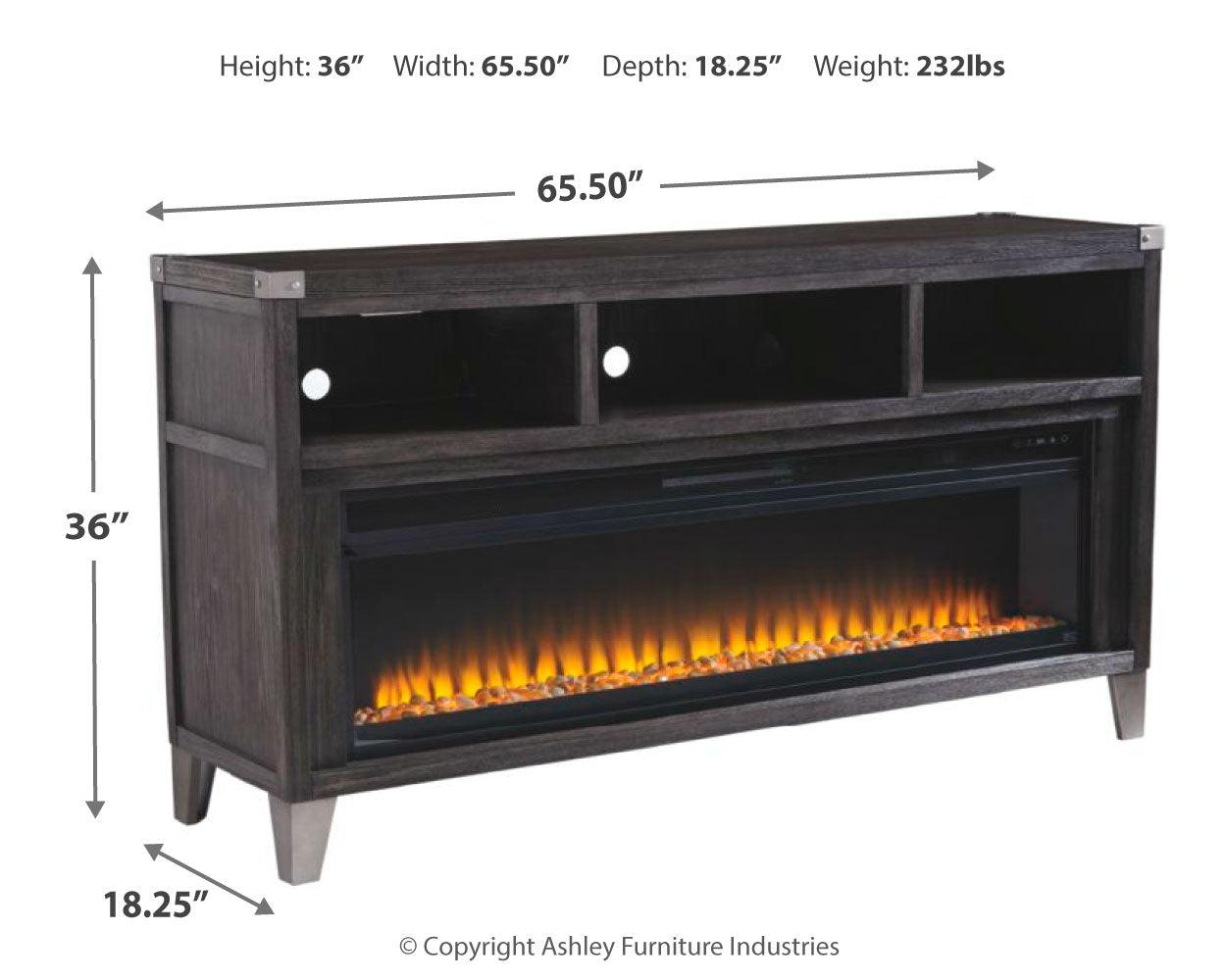 Todoe Gray 65" Tv Stand With Electric Fireplace - Ella Furniture