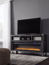 Todoe Gray 65" Tv Stand With Electric Fireplace - Ella Furniture