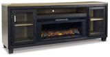 Foyland Black/brown 83" Tv Stand With Electric Fireplace - Ella Furniture