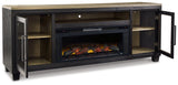 Foyland Black/brown 83" Tv Stand With Electric Fireplace - Ella Furniture