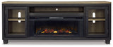 Foyland Black/brown 83" Tv Stand With Electric Fireplace - Ella Furniture