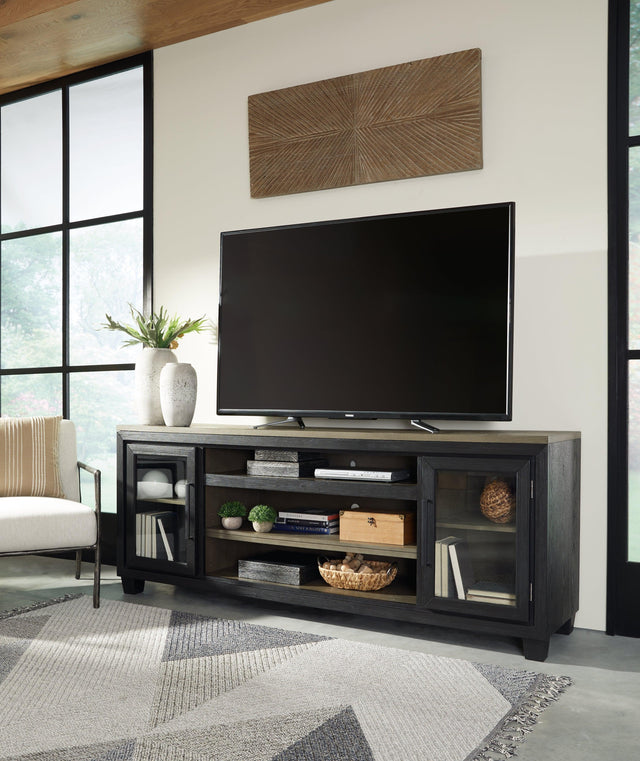 Foyland Black/brown 83" Tv Stand - Ella Furniture