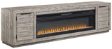 Naydell Gray 92" Tv Stand With Electric Fireplace - Ella Furniture
