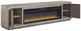 Naydell Gray 92" Tv Stand With Electric Fireplace - Ella Furniture