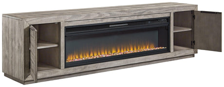 Naydell Gray 92" Tv Stand With Electric Fireplace - Ella Furniture