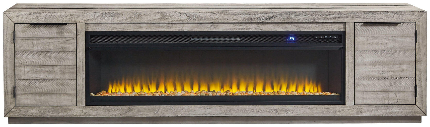 Naydell Gray 92" Tv Stand With Electric Fireplace - Ella Furniture