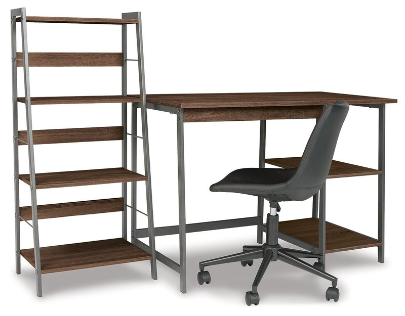 Soho Warm Brown/gunmetal Home Office Desk With Shelf - Ella Furniture